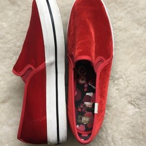 Kate Spade Keds Red Velvet Sneakers